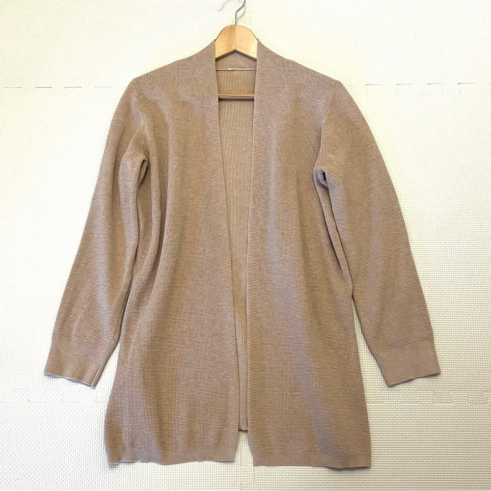 Cyrus Waffle Knit Open Cardigan Beige Neutral Size L